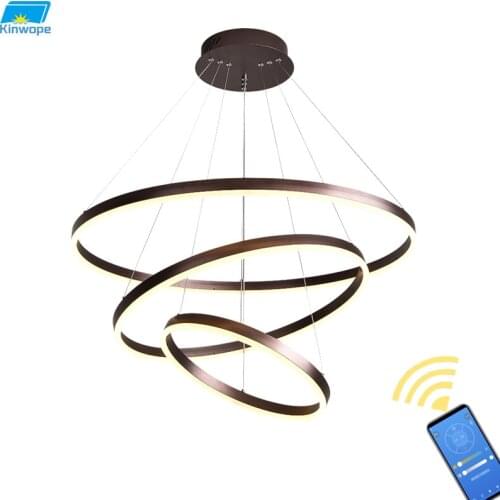 Modern Minimalist Fashion Circle Chandelier Villa Duplex Brown Aluminum Creative Living Room Conical Bedroom Led Halo Light