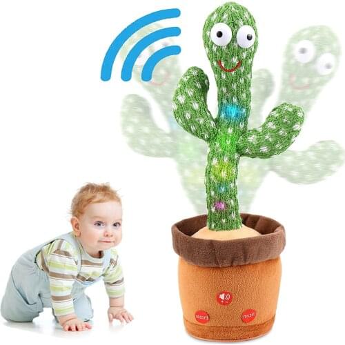 Dancing Cactus Plush Toy Talking Cactus Toy Singing Cactus Toy with Lighting Electric Recording Cactus Plush for Baby Playing