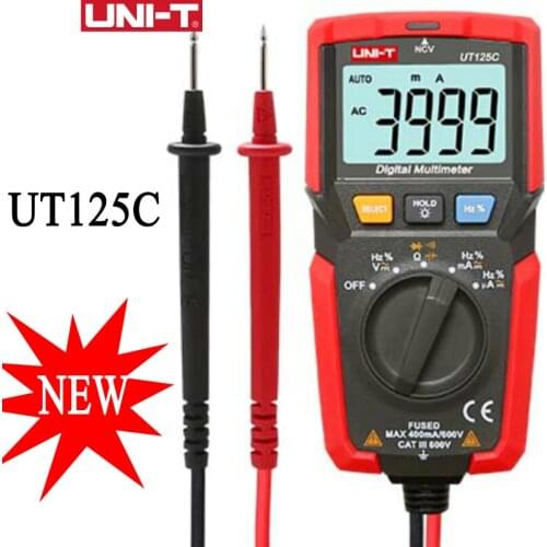UNI-T UT125C Mini Pocket Digital Multimeter Temperature Tester Resistor Capacitor Frequency Diode NCV Test Low Voltage Display