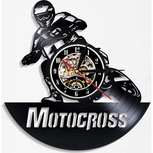 3D Decoration Hanging Watch Vinyl Wall Clocks Motocross Vinyl Record Wall Clock Modern Design Motorcycle Racing Home Decor