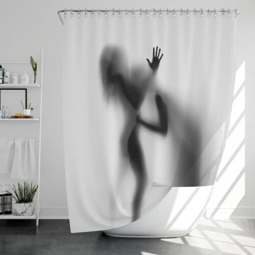 Shadow Hazy Figure Shower Curtain 3D Printing Waterproof Polyester Fabric Bathroom with 12 Hooks 71 Inches 180 * 200cm