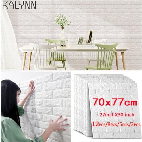 12pcs 3D Wall Stickers 70cm*77cm Lmitation Brick Bedroom Decor Waterproof Self-Adhesive Wallpaper Living Kitchen DIY Wall Decor