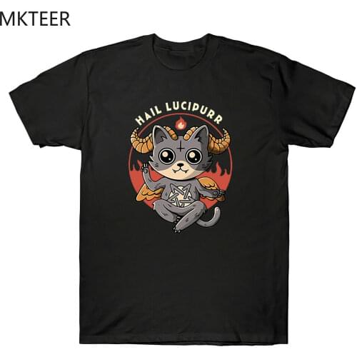 Satan Cat Hail Lucipurr Cat Lovers Version Vintage Graphic Funny Mens T Shirt Casual Harajuku Ullzang T Shirt Tops Male