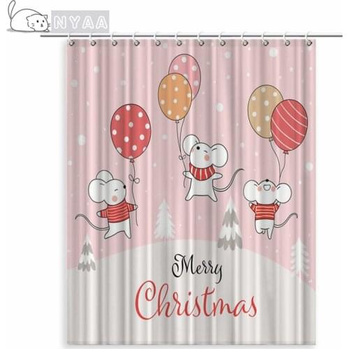 Cat Shower Curtains Funny Lovely Cat Mouse Cloth Curtain Waterproof Bathroom Partition Polyester Cartoon Child Home Decoration