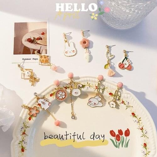 New Creative Korean Sweet Cute Bunny Rabbit Unusual Dangling Earrings Women Fashion Accessories Trends 2021 Style Jewelery