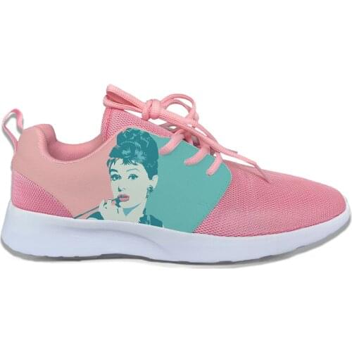 Movie Star Audrey Hepburn Cartoon Cute Fashion Sport Running Shoes Casual Breathable Lightweight 3D Print Female Women Sneakers