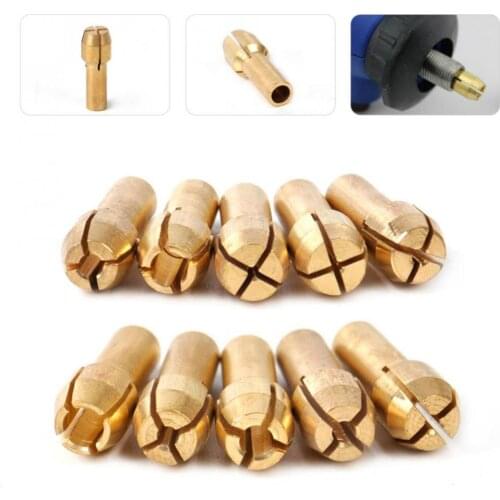 10pcs Mini Drill Brass Chuck Collet Drill Bit 0.5/ 0.8/ 1.0/ 1.6/ 1.8/ 2.0/2.2/ 2.4/ 3.0/ 3.2mm Set Fit Nut Tool Accessories