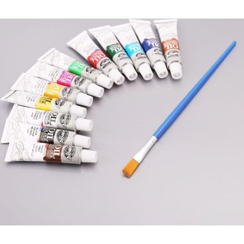 12 Colors Acrylic Paint Drawing Pigment Oil Painting 6ml Tube With Brush Set Artist Supplies