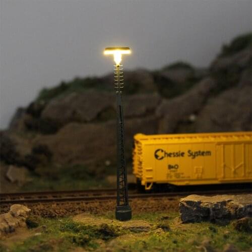3pcs N Scale Lamp Post 80mm 1:150 Ladder Street Lights Fish-bone Shaped Post Model Railway Train LEDs Miniature LQS64N