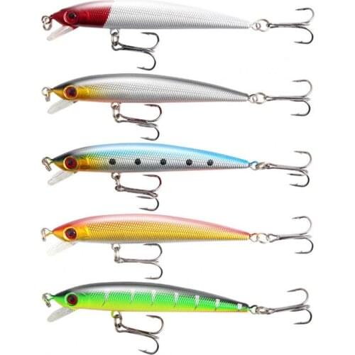 5Pcs Fishing Lure Vivid Appearance Anti-corrosion ABS 5 Colors Treble Sharp Hook Bait for Freshwater