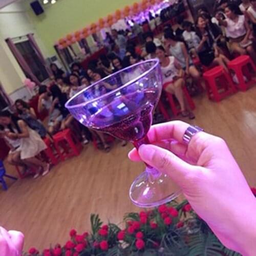 6PCS Disposable Goblet Hard Plastic Cups For Party Red Wine Cup Ice Cream Wide Tasting Glass Decoration Baby Shower Supplies