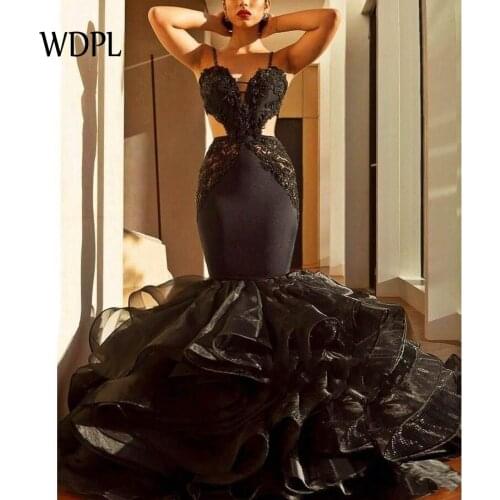 Abiye Evening Dress Beading Off Shoulder Prom Evening Dresses Vestidos Longo robe de soiree Mermaid Formal Gowns Black