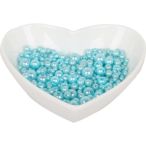 4mm-10mm mixed packaging, lake blue ABS imitation pearl beads, jewelry DIY beads, jewelry handmade necklace, pearl handicrafts