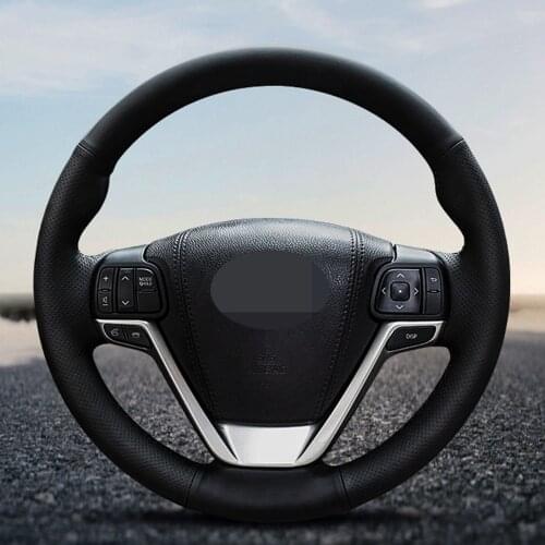 DIY Black Faux Leather Steering Wheel Cover For Toyota Highlander 2014 2015 2016 2017 2018 2019 Sienna 2015-2019 Comfortable