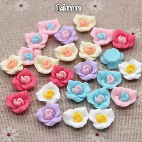 50pcs 14mm Mix Colors Resin Alocasia Flower Flatback Cabochon DIY Home Decoration Accessories