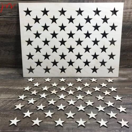 DIY art Craft Layering American Flag 50 Stars wooden Stencils for Walls Painting Scrapbook