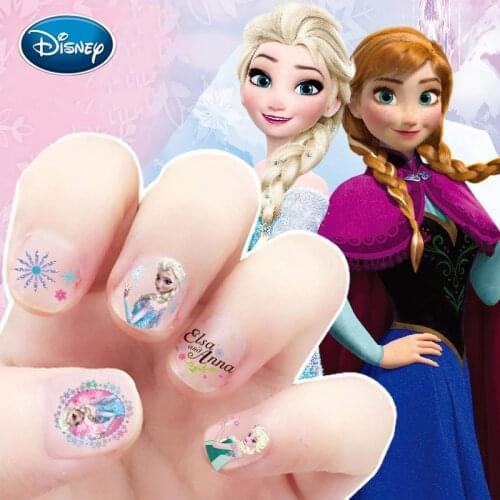 Disney 5 Pieces Childrens Nail Sticker Personality Cartoon Waterproof Nail Sticker Frozen Romance Little Princess Nail Sticker