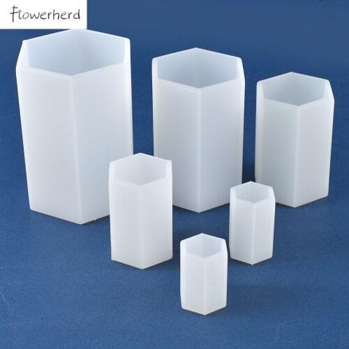 DIY Crystal Epoxy Cylinder Hexagon Resin Mold Silicone Candle Molds Candle Holder Specimen Soap Mold Cake Decorating Tools