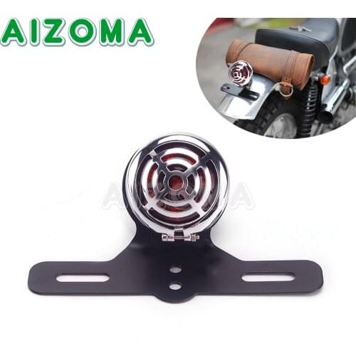 For Harley Honda Bobber Chopper Motorcycle LED Retro Grille Rear Tail Brake Stop Light Lamp W/ License Plate Bracket Taillight