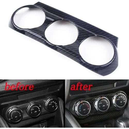 For Mazda CX-3 Car Center Console Control AC Switch Button Air Conditioner Panel Cover Trim Sticker Car Inner Carbon Fiber Decor