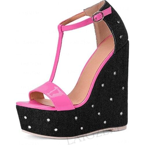 DOBANER Women Sandals Platform High Heels Pumps Wedges Shoes Woman Scarpe Donna Prom Height Increasing Unisex Size 43 45 47 52