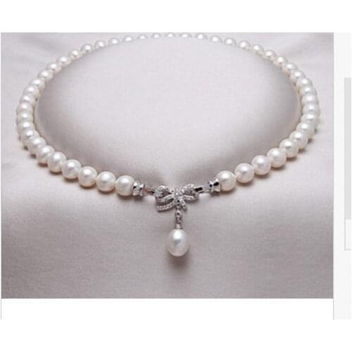 Elegant 18inch9-10mm round south sea white pearl necklace 19 "