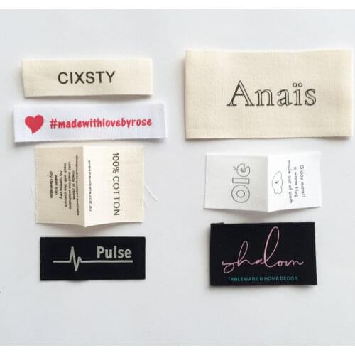 Cotton Label Custom Brand Printed Logo Design Size Garment Patches For Clothes