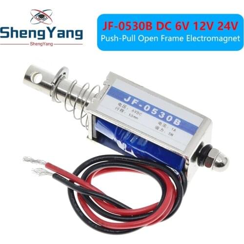 JF-0530B DC 6V 12V 24V Push&Pull type gangbei-0530B Open Frame Electromagnet keepping Force 5N travel 10mm Linear Solenoid