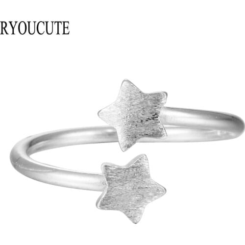 New Arrivals Silver Color Double Star Rings for Women Adjustable Wedding Ring Fashion Jewelry