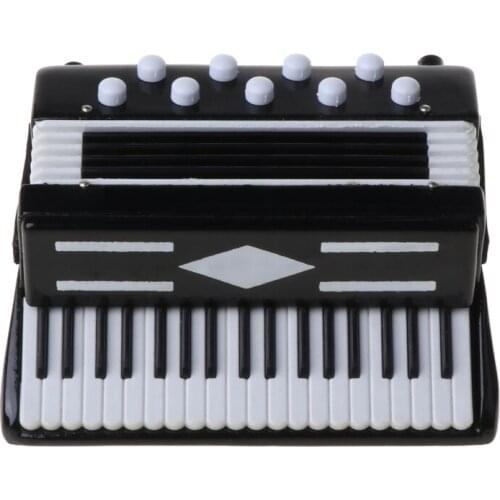 1/12 Dollhouse Wooden Accordion Miniature Musical Instruments Model Collection