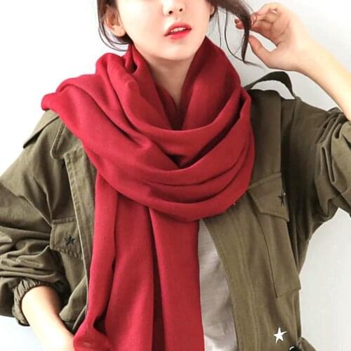 Korean Oversized Cotton Linen Neck Guard Warm Shawl Womens Winter Cycling Windproof Silk Scarf Monochrome Turban Bib P49