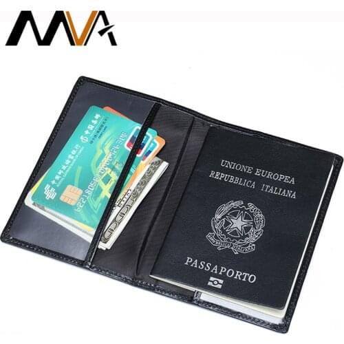 MVA Mens Travel Passport Cover Genuine Leather Business Passport Holder Men Leather Wallet for Cards Male Purse Men Cardholder