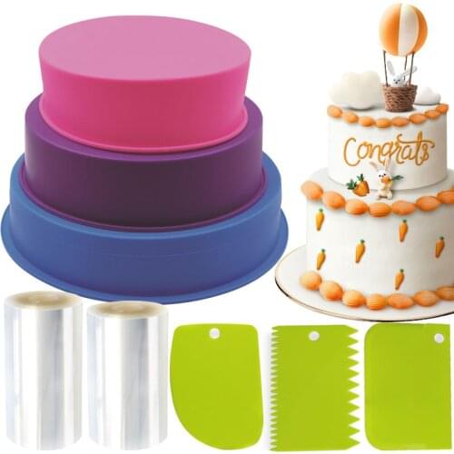 Round Mousse Silicone Molds For Baking Bakeware Set Transparent Surround Film Cake Collar Fondant Cream Dough Scrapers для кухни