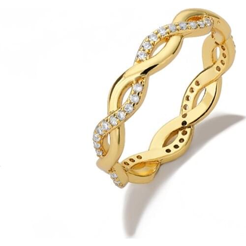 Cuban Chain Twist Rings For Women Crystal Wedding Jewelry Stackable Knuckle Round Ring Finger Fashion Accessories Bijoux Femme