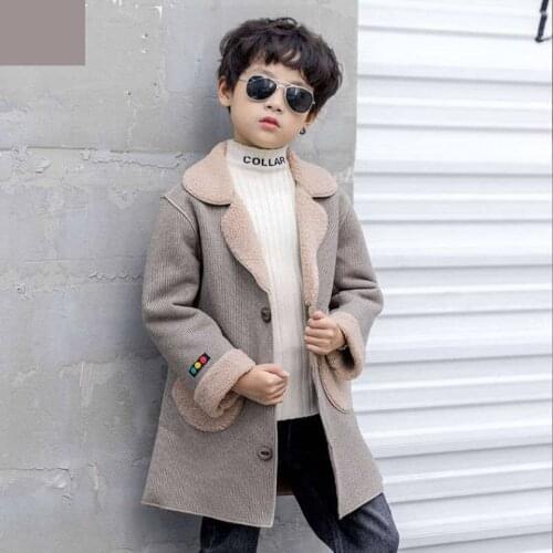 For Boys Thick Woolen Jackets Coat 2 Colors Fashion Kids Outerwear Autumn Teenage Clothes For School Kids Coats Boys Outerwear