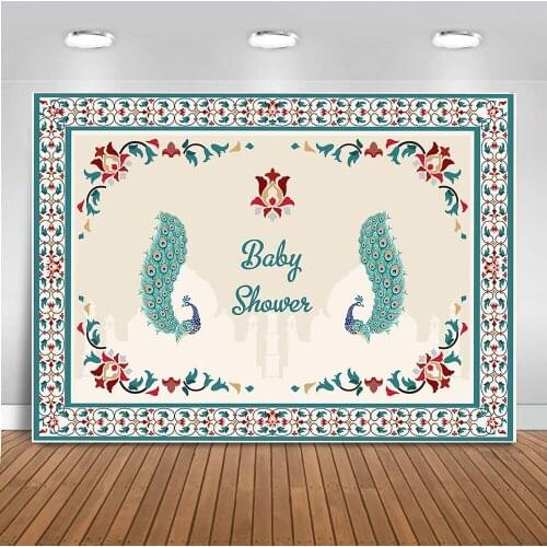 MOCSIKA Photography Backdrop Newborn Baby Shower Party Decoration Banner Peacock Background for Photo Studio Printed 541