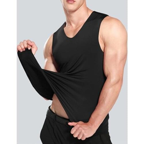 Bodybuilding Tank Top Men Ice Silk Seamless Vest Fitness Gym Muscle Running Sleeveless Bottoming Shirt Solid Slim Fit Vest A30