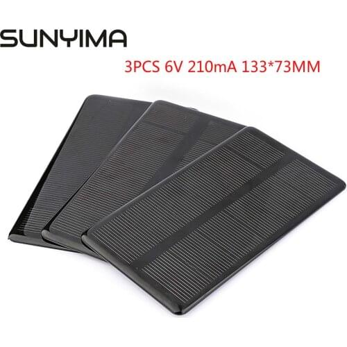 SUNYIMA 3Pcs 6V 210mA Monocrystalline Solar Panel Kit Mini 133*73mm Solar Cell Module DIY for Battery Phone Charger Solar System