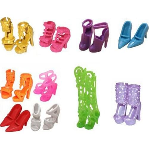 NK 10 Pairs/Set Doll Shoes Fashion Cute Colorful Assorted shoes for Barbie Doll with Different styles High Quality Baby Toy DZ