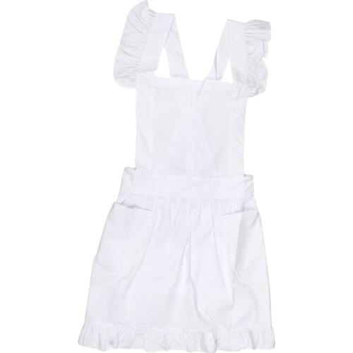 Girls Victorian Bib Apron Pinafore Maid Mothers Day Bridal Wedding Banquet White
