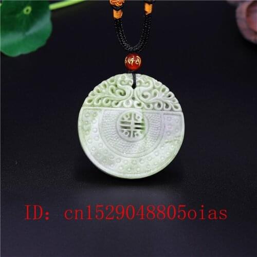 Natural White Green Chinese Jade Dragon Phoenix Pendant Necklace Charm Jewelry Double-sided Hollow Carved Amulet Gifts for Women
