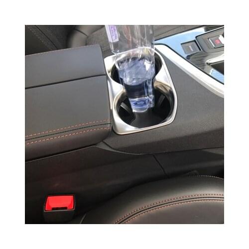 Stainless Steel For Peugeot 4008 5008 3008 GT 2017 2018 Interior Water Cup Holder Decorative Frame Cover Trim