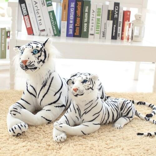 New Simulation Animal White Tiger Stuffed Plush Doll Zoo Model Toy Soft and Comfortable Animal Pillow Studio Photography Props