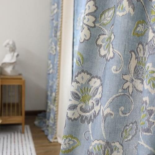 2021 New Retro American Big Flower Winding Vine Home Fabric Curtain Fabric Customization Curtains for Living dining room bedroom