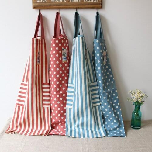 New Hot Selling Simple Cotton and Linen straps, Striped Polka Dots Fresh Aprons Home and Hotel Anti-sewage Aprons