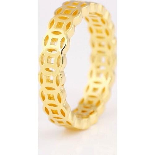 Authentic 925 Sterling Silver Good Shine Fortune Coin Fashion Ring For Pandora Women Bead Charm Gift DIY Jewelry