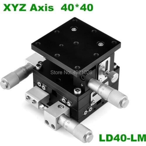 XYZ40-LM XYZ Axis 40*40 Trimming Station Manual Displacement Platform Linear Stage Sliding Table 40*40mm LD40-LM