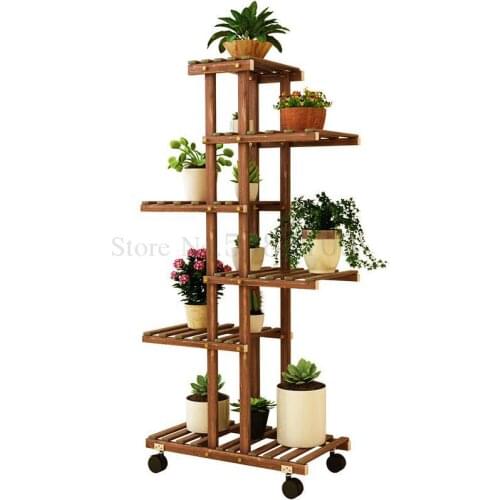 Balcony, Multi-flower Shelf, Indoor Living Room, Multi-layer Anti-corrosion, Wooden Potted Plant, Hanging Orchid, Simple Floor P
