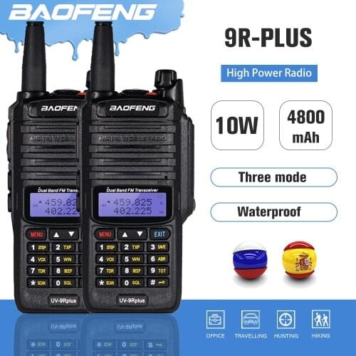 1/2pcs Waterproof Walkie Talkie UV-9R Plus 10W 4800mAh 10KM Long Range Travel Two Way Radio Dual Band VHF UHF Ham Radio Station