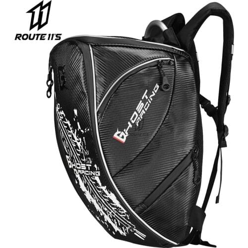 GHOST RACING Motorcycle Backpack Waterproof Shock Absorption Rider Bag Off-road Helmet Bag Carbon Fiber Texture Riding Backpack